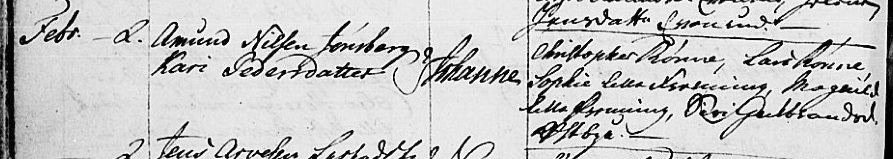birth record for Johanne
            Amundsdatter