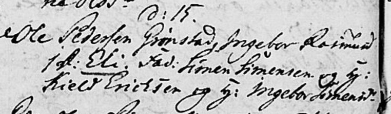 Eli Olsdatter's baptism 1767