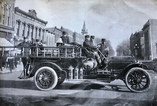 Grubb fire truck
                  about 1920