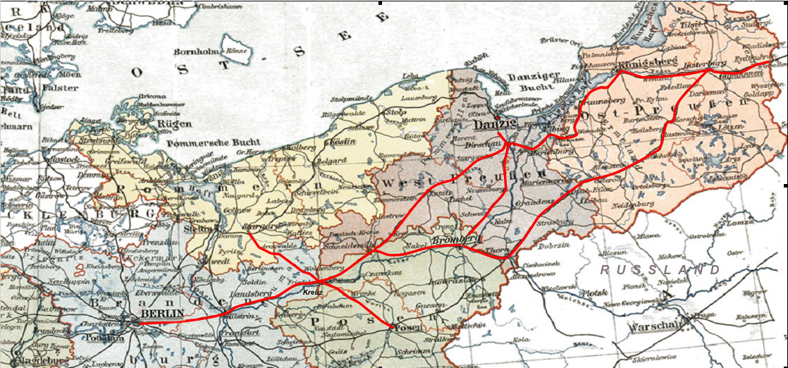 map of Prussian rail 1905